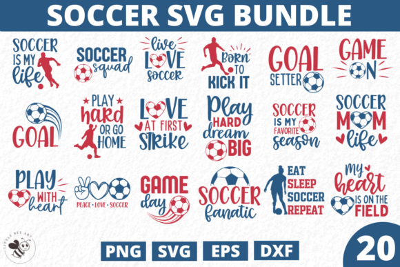 20 Soccer Color SVG Bundle: Graphics for T-Shirt Designs