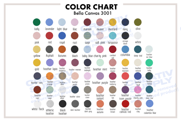 Bella Canvas 3001 Colors: Graphics for T-Shirts