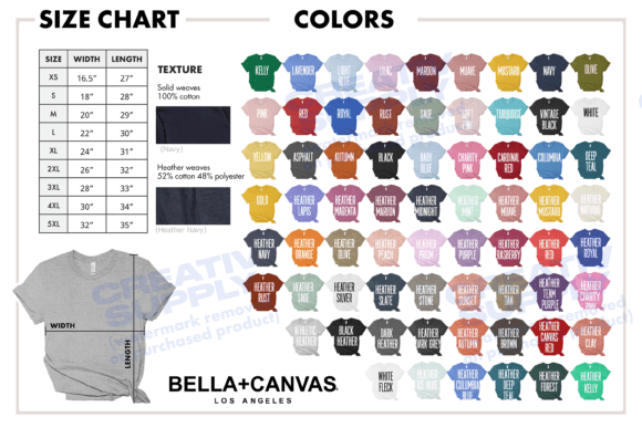 Bella Canvas Color Chart Mockup 3001 for Graphics and T-Shirts