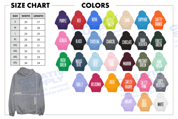 Color Chart Gildan 18500 Hoodie Graphics
