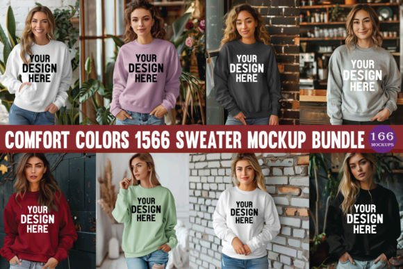 Comfort Color 1566 Mockup: Hoodies Sweatshirts Graphics