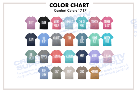 Comfort Colors 1717 Chart: T-Shirts & Graphics