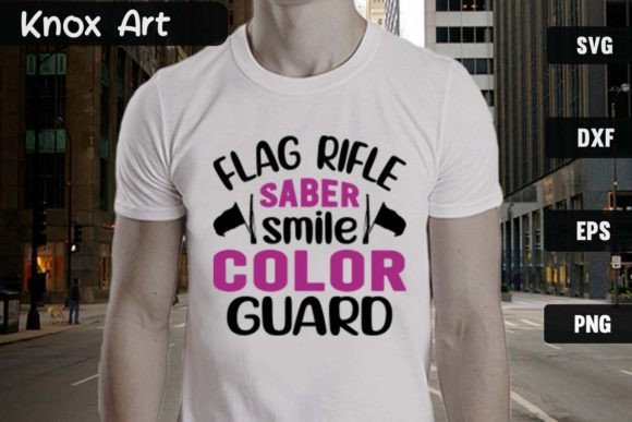 Flag Rifle Saber Smile Color Guard SVG for T-Shirt Designs & Graphics
