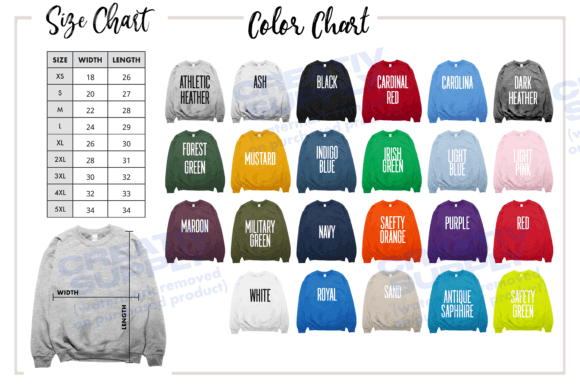 Gildan 18000 Sweatshirt Size Color Chart Review