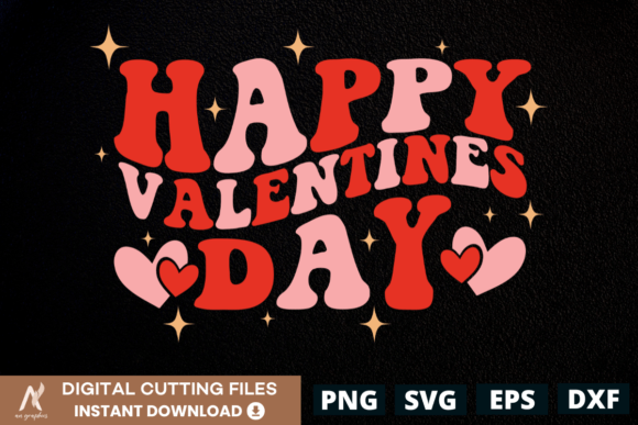 Happy Valentines Day Color Wavy SVG for T-Shirt Designs and Graphics