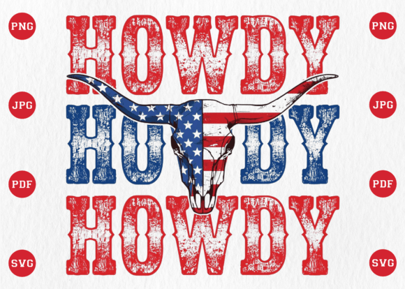 Howdy 4th of July Western PNG: Graphics for T-Shirt Designs