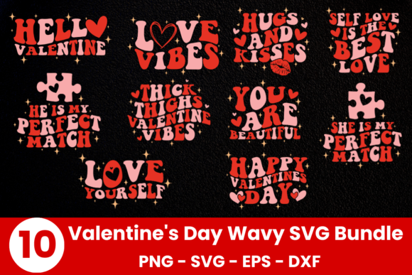 Review: 10 Color Valentines Day Wavy SVG Bundle