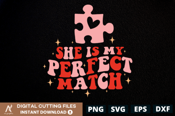 She is My Perfect Match Color Wavy SVG: Graphics for T-Shirt Designs